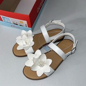 Cat & Jack Girl’s Melody Sandal Large White Flower Summer Sandal Size 1 NWT